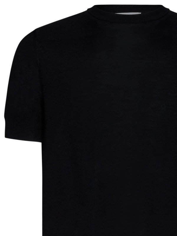 The Best Shops JIL SANDER: t-shirts - Black T-Shirt in Extra-Fine Merino Wool