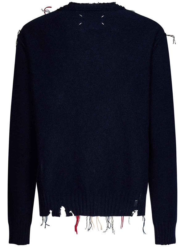 Maison Margiela: Strickpullover mit Rundhalsausschnitt online - Rundhalspullover - Blau