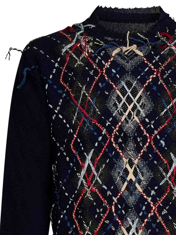 The Best Shops Maison Margiela: Strickpullover mit Rundhalsausschnitt - Rundhalspullover - Blau