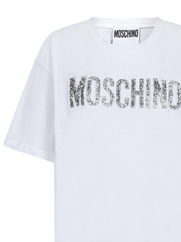 The Best Shops MOSCHINO: t-shirts - Oversized T-Shirt with Crystal Decorations