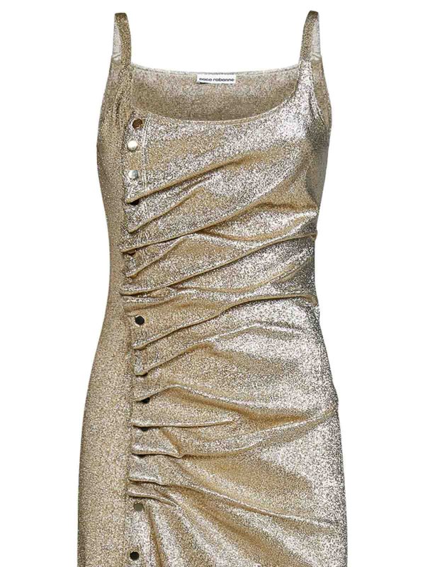 The Best Shops PACO RABANNE: evening dresses - Gold Lurex Jersey Draped Long Dress