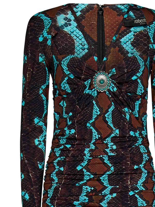 The Best Shops ROBERTO CAVALLI: knee length dresses - Python-Print Midi Dress