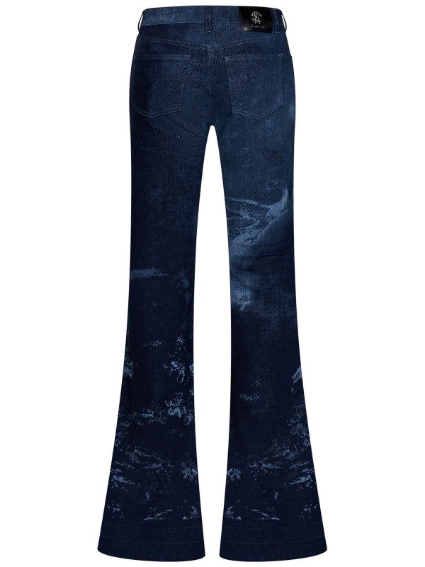ROBERTO CAVALLI: bootcut jeans online - Baroque-Inspired Print Denim Jeans