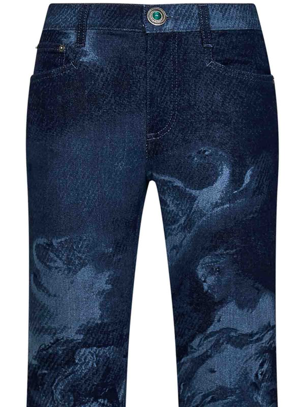 The Best Shops ROBERTO CAVALLI: bootcut jeans - Baroque-Inspired Print Denim Jeans