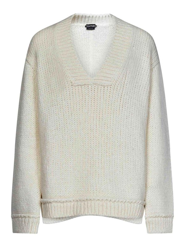 TOM FORD: crew necks - Loose-Fit Alpaca Blend Pullover with V-Neck