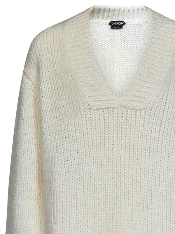 The Best Shops TOM FORD: crew necks - Loose-Fit Alpaca Blend Pullover with V-Neck