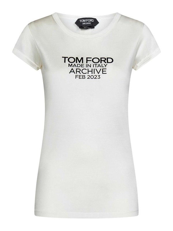 TOM FORD: t-shirts - Chalk Silk Jersey T-Shirt