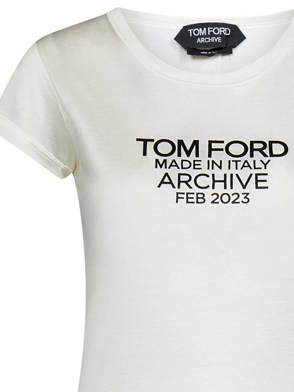 The Best Shops TOM FORD: t-shirts - Chalk Silk Jersey T-Shirt