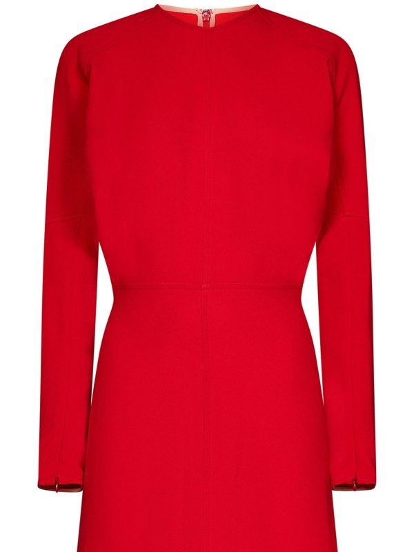 The Best Shops VICTORIA BECKHAM: knee length dresses - Red Cady Midi Dress with Dolman Sleeves