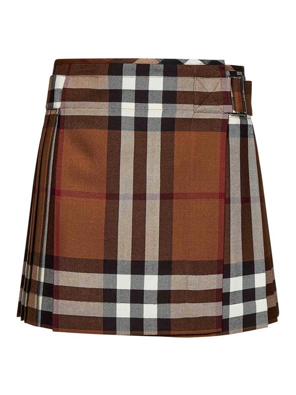 BURBERRY: ニーレングススカート＆ミディ丈 - 膝丈/ミディスカート - ブラウン