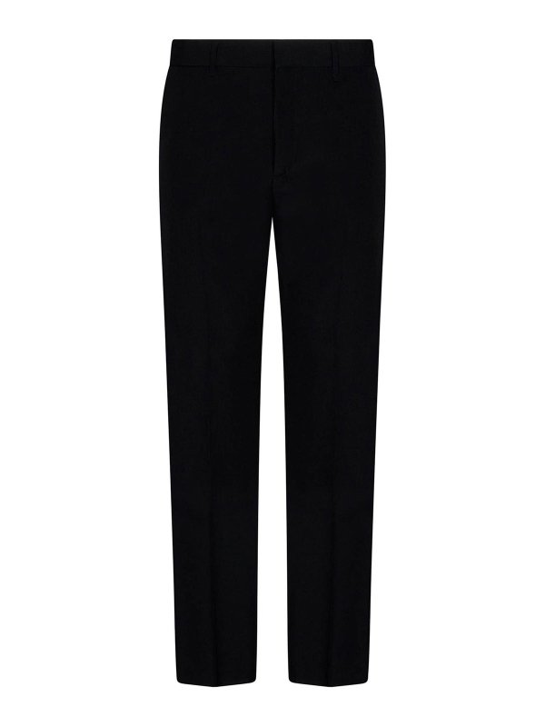 GIVENCHY: Trousers Shorts - Black Wool Trousers with Satin Detail