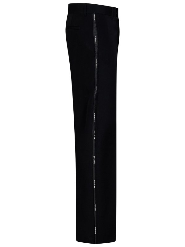 The Best Shops GIVENCHY: Trousers Shorts - Black Wool Trousers with Satin Detail
