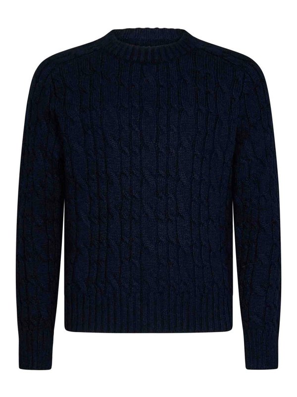 TOM FORD: Strickpullover mit Rundhalsausschnitt - Rundhalspullover - Blau