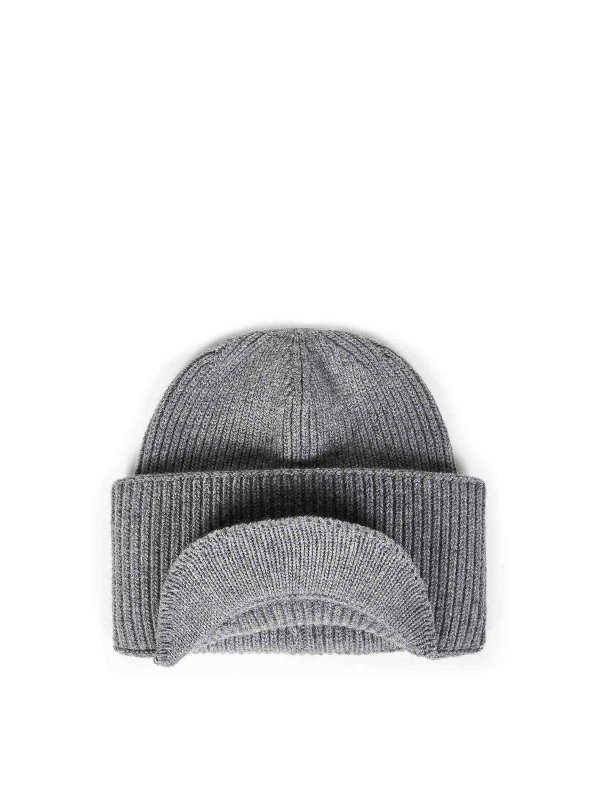 LANEUS: hats & caps - Ribbed Wool Beanie with Logo Patch