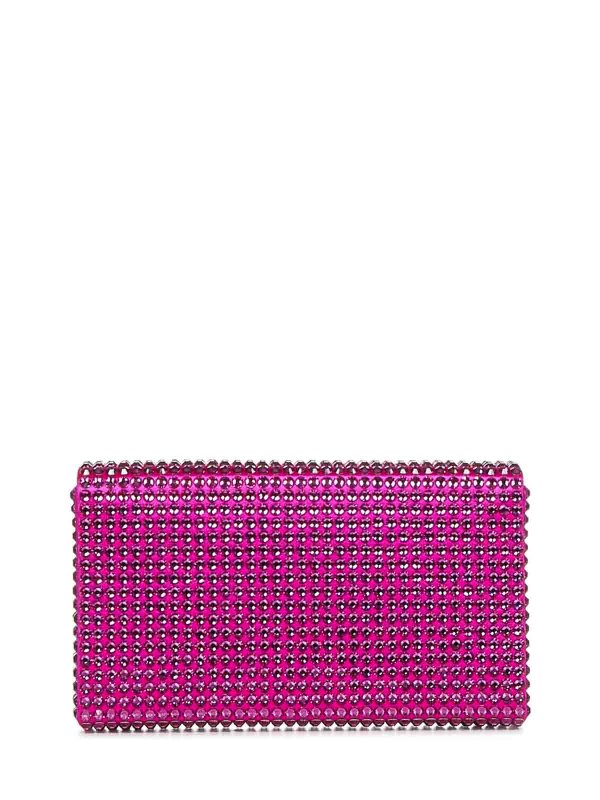 AMINA MUADDI: clutches online - Fuchsia Clutch with Crystals