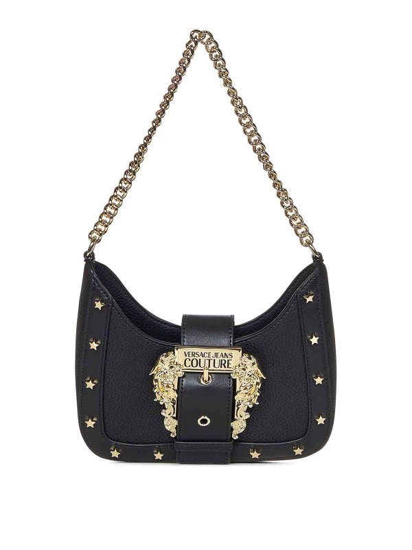 Versace Jeans Couture Buckle Shoulder Bag, Black: Handbags