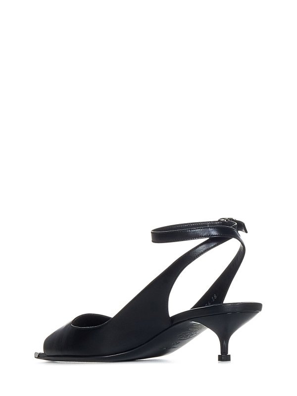 The Best Shops ALEXANDER MCQUEEN: sandals - Black Leather Sandals with Kitten Heel