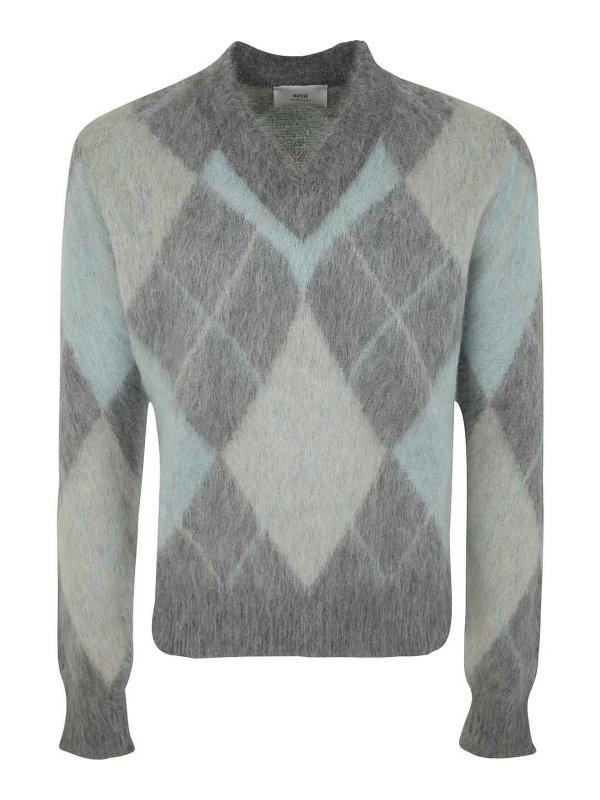AMI PARIS: crew necks - Argyle brushed sweater