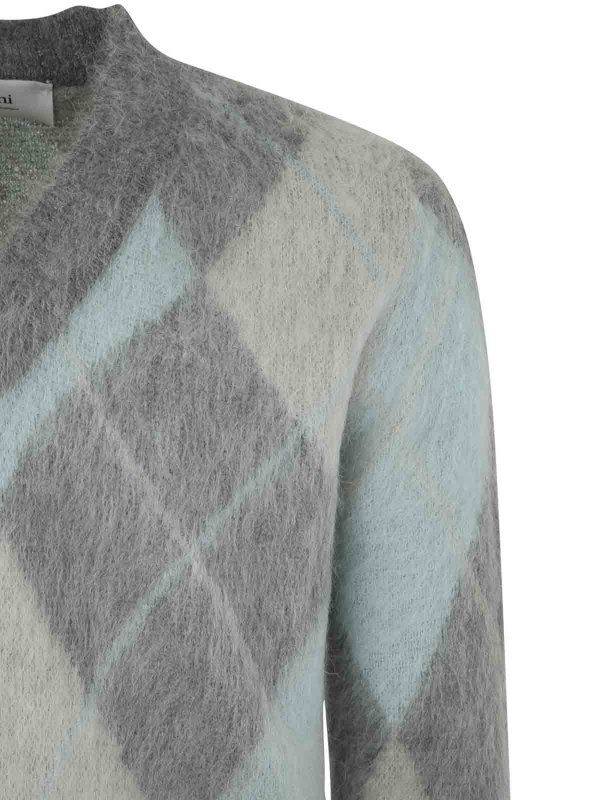 The Best Shops AMI PARIS: crew necks - Argyle brushed sweater