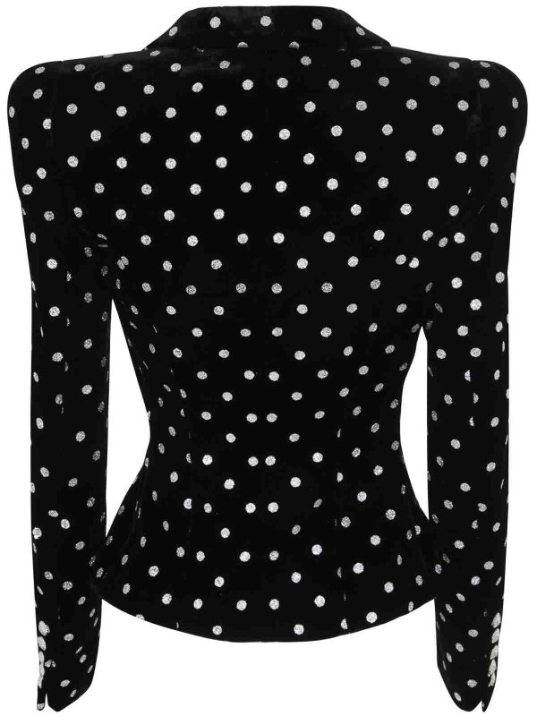 Balmain: casual jackets online - 2 btn glitter dots velvet jacket