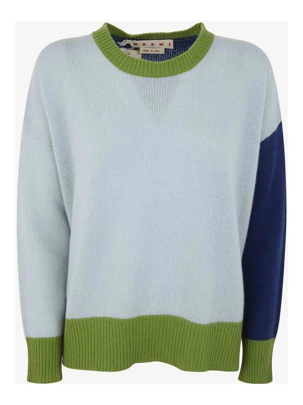 Marni: Strickpullover mit Rundhalsausschnitt - Rundhalspullover - Blau