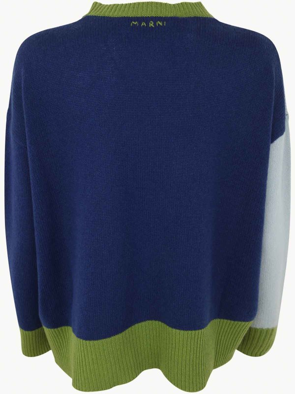 Marni: Strickpullover mit Rundhalsausschnitt online - Rundhalspullover - Blau