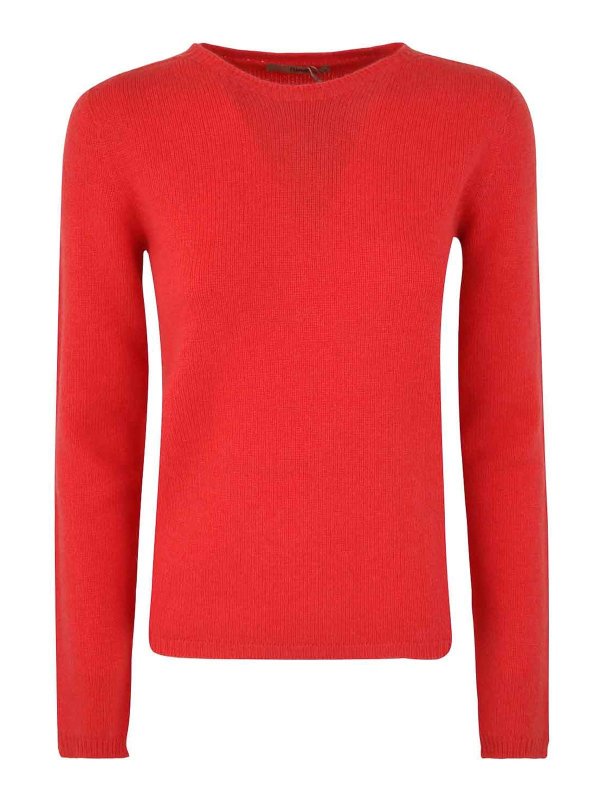 NUUR: Strickpullover mit Rundhalsausschnitt - Rundhalspullover - Rot