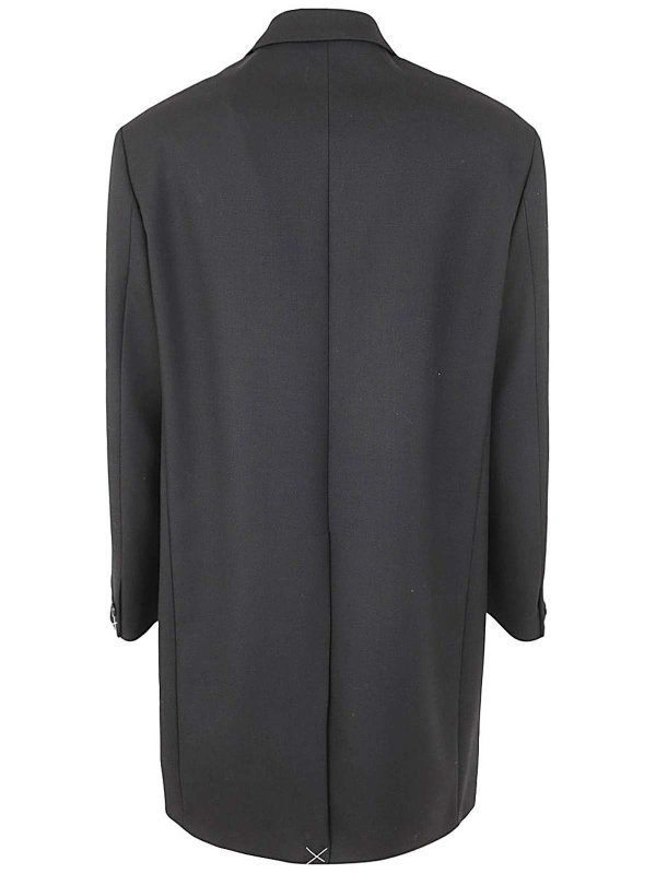 VERSACE: short coats online - Wool Fabric Peacoat Cape