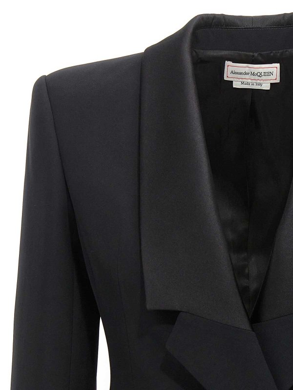 The Best Shops ALEXANDER MCQUEEN: giacche blazer - Blazer doppiopetto con dettagli in raso