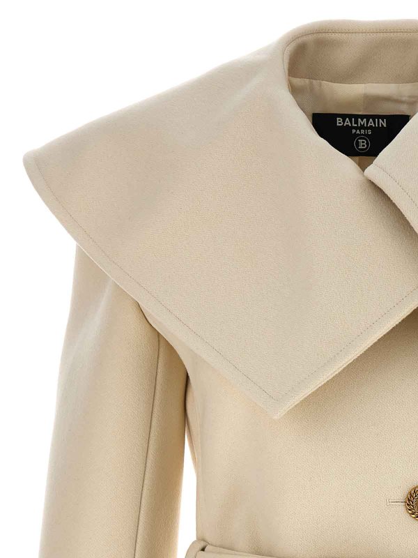 The Best Shops Balmain: Kurze Mäntel - Kurzer Mantel - Weiß