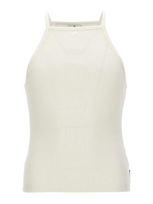 Courreges: Tops y camisetas sin mangas - Top - Blanco