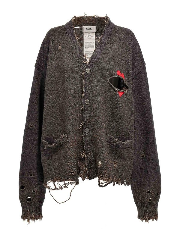 Doublet Heart cut out cardigan - Grey - Men|23AW56KN136TOPGREY