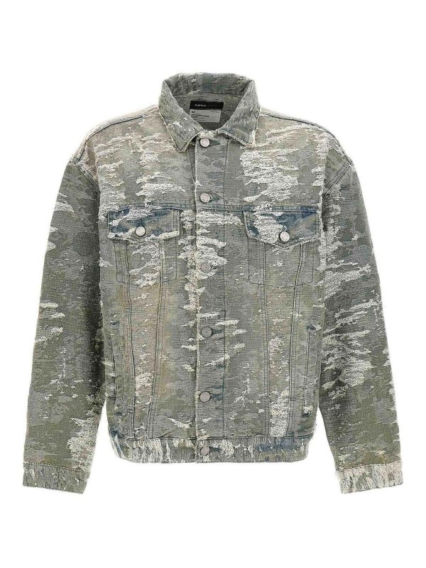 PURPLE BRAND: denim jacket - Destroyed effect denim jacket