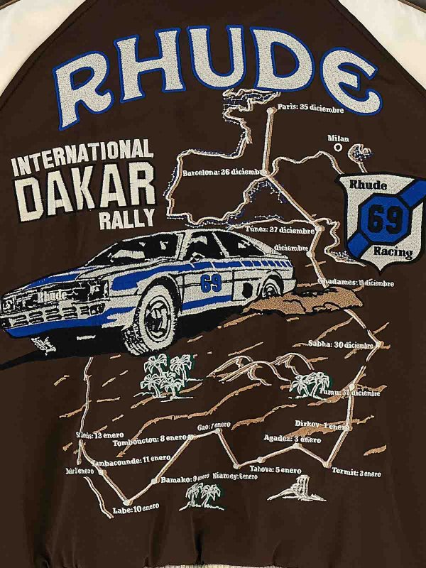 RHUDE buy online crepe satin souvenir bomber jacket