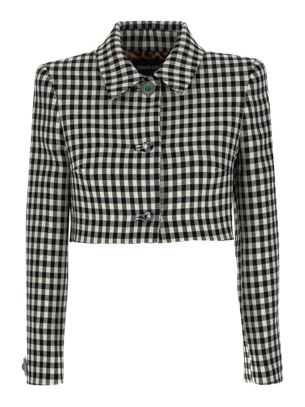 ROBERTO CAVALLI: casual jackets - Vichy cropped jacket