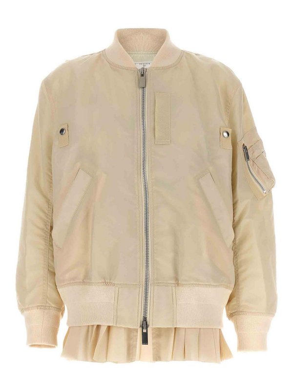Sacai: blazers - Pleated insert bomber jacket