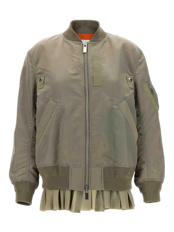 Sacai: blazers - Pleated insert bomber jacket