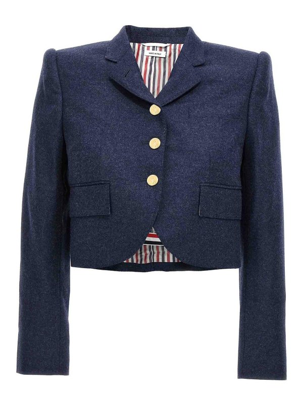 THOM BROWNE: casual jackets - Cropped flannel jacket