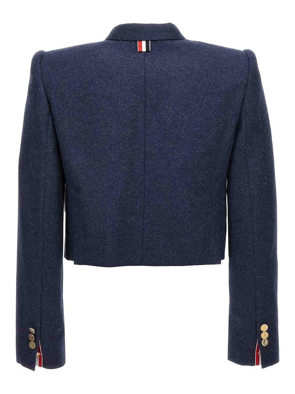 THOM BROWNE: casual jackets online - Cropped flannel jacket