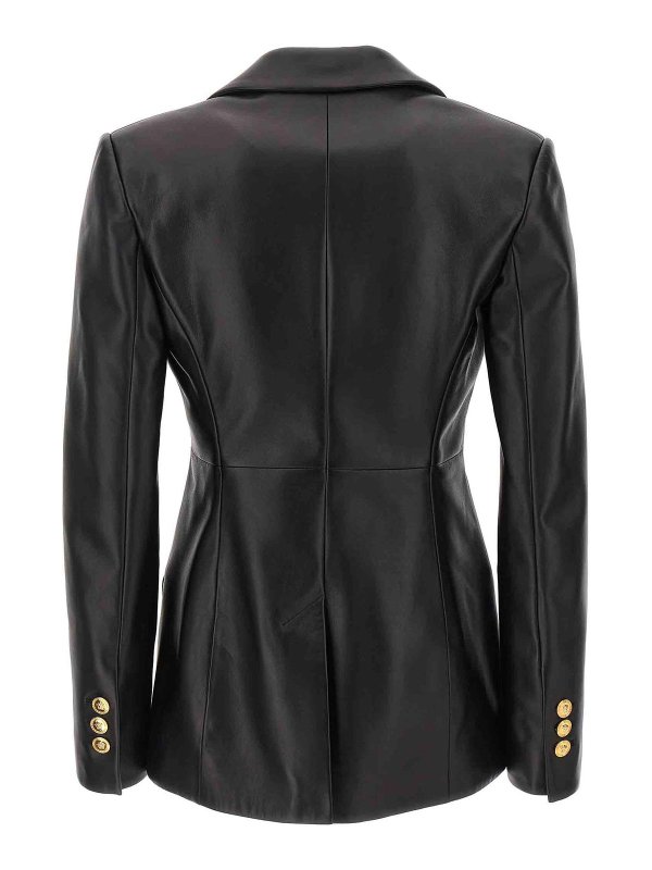 VERSACE: leather jacket online - Single-breasted leather blazer