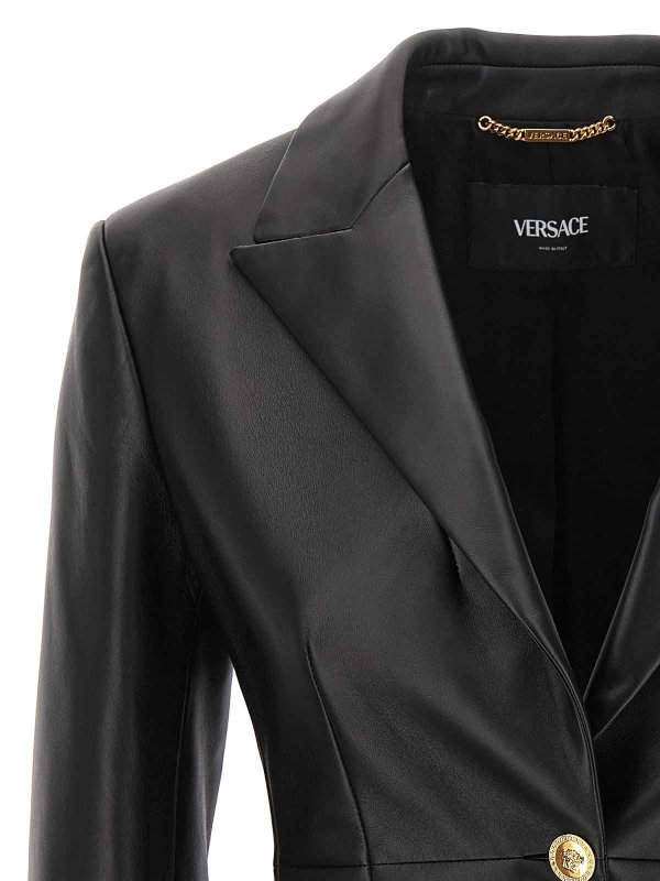 The Best Shops VERSACE: leather jacket - Single-breasted leather blazer