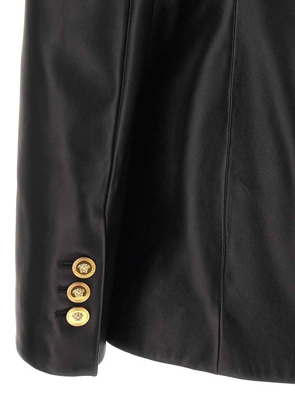 Single-breasted leather blazer shop online: VERSACE