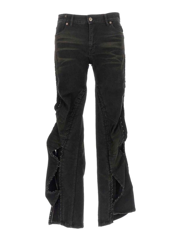 Y/PROJECT: bootcut jeans - hook and eye jeans
