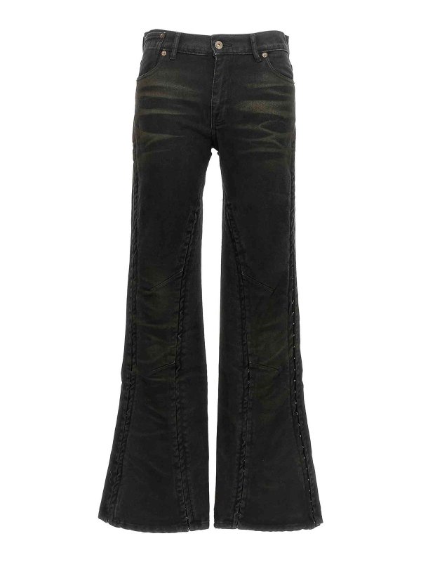Y/PROJECT: bootcut jeans online - hook and eye jeans