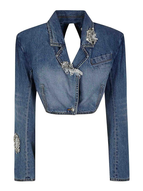 AREA: blazers - Denim cropped blazer