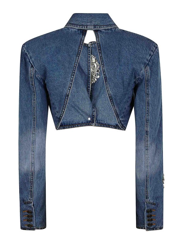 AREA: blazers online - Denim cropped blazer