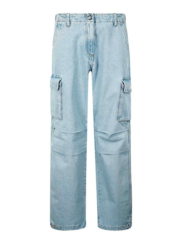 COPERNI: flared jeans - Denim wide leg cargo pants