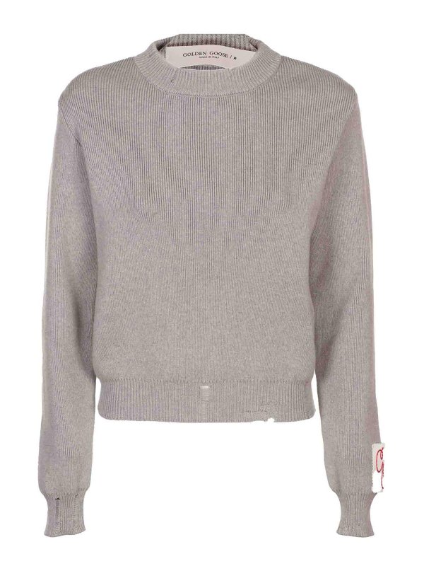 GOLDEN GOOSE: Strickpullover mit Rundhalsausschnitt - Rundhalspullover - Schwarz