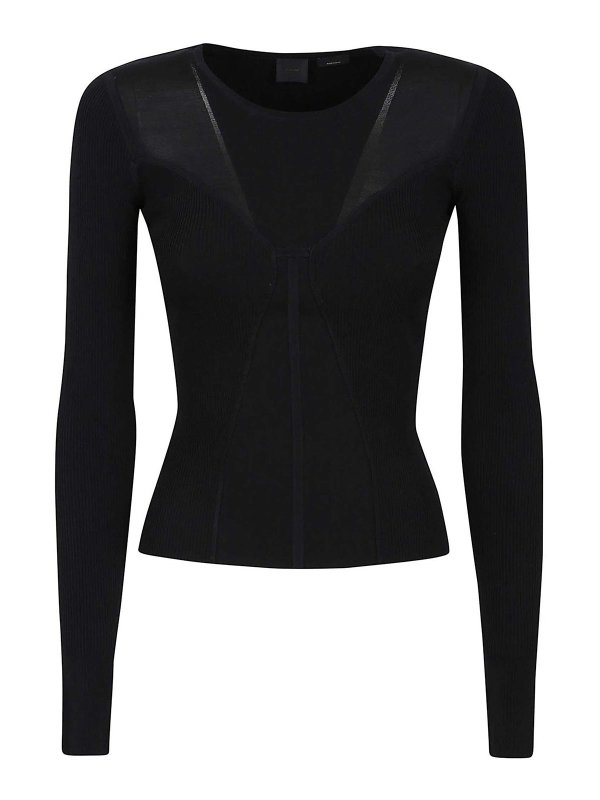 Pinko: U-Boot-Ausschnitt - U-Boot-Pullover - Schwarz