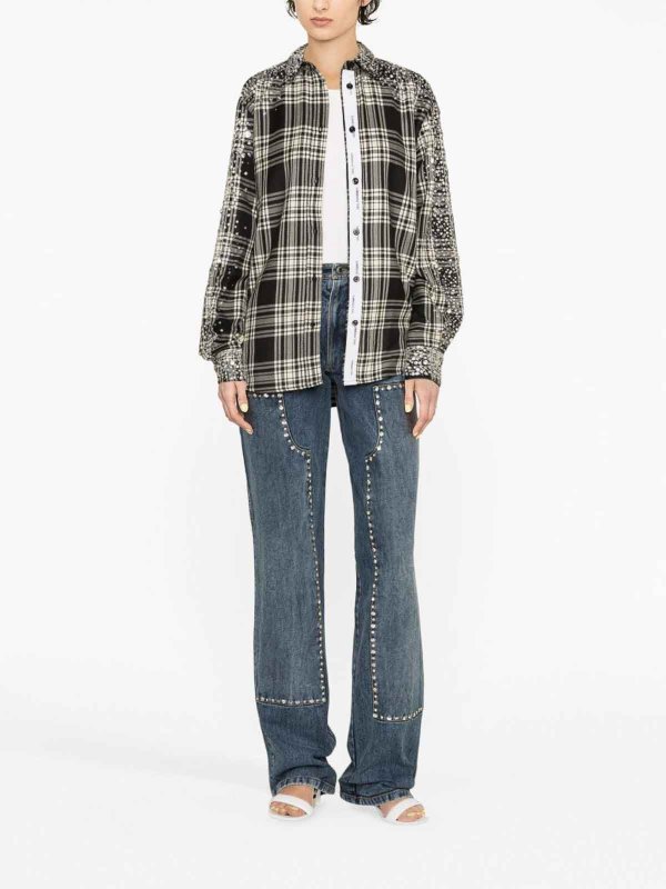 DES PHEMMES: flared jeans online - Embroidered denim pants